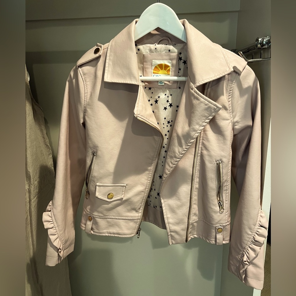 Girl’s pale pink pleather jacket. C&C California. Size 10.